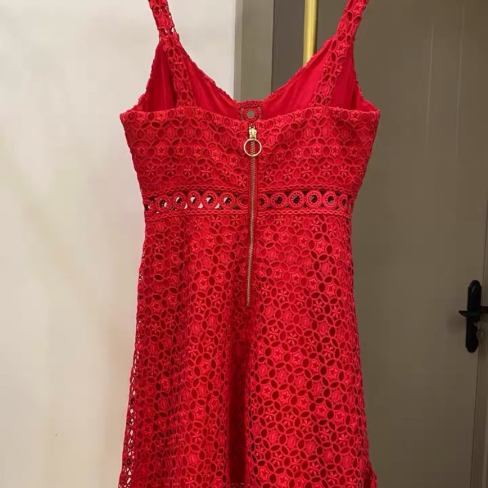 Guess Red Lace Backless Dress